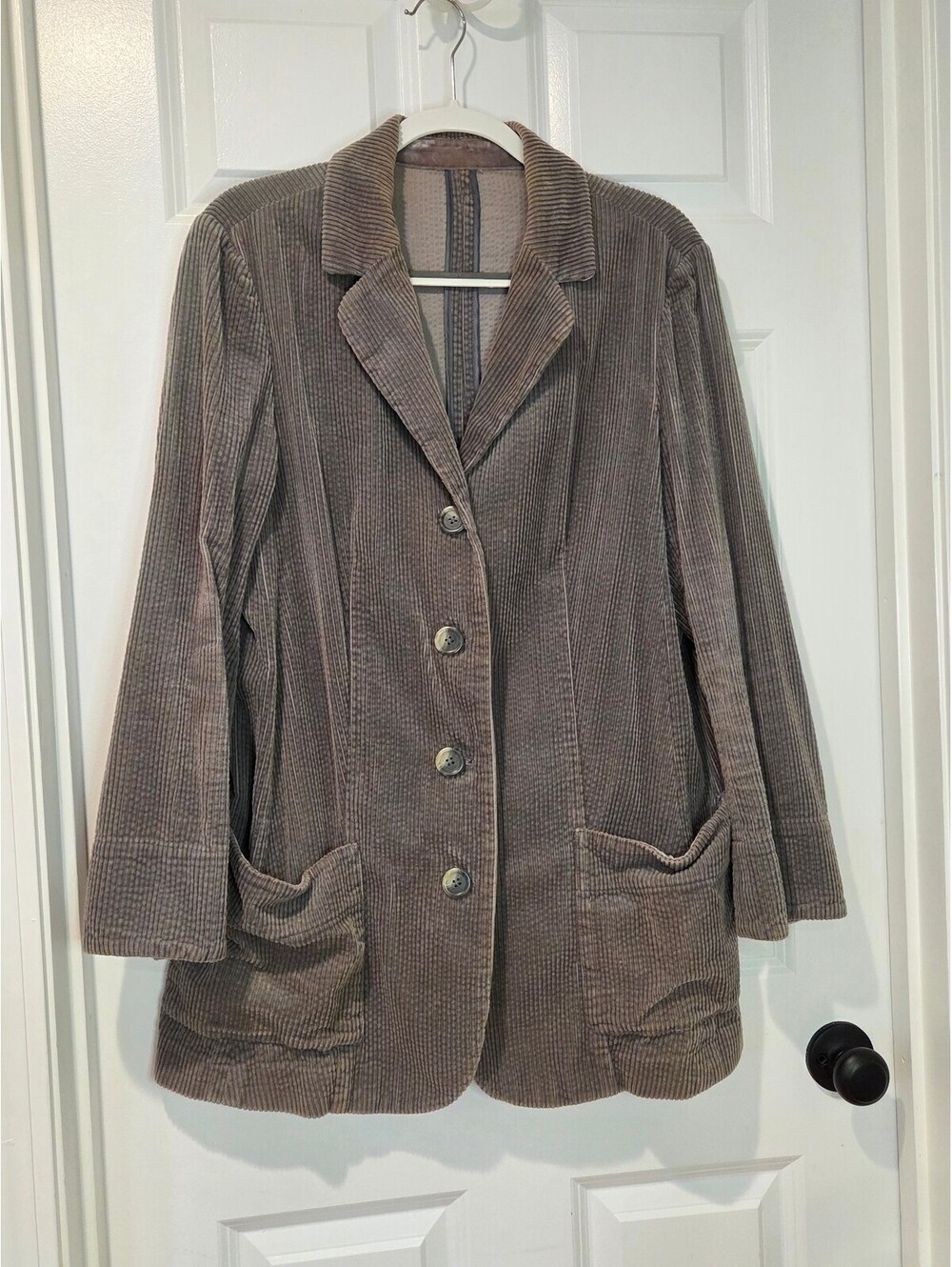 Vintage Taupe Corduroy Blazer Jacket with Front Pockets